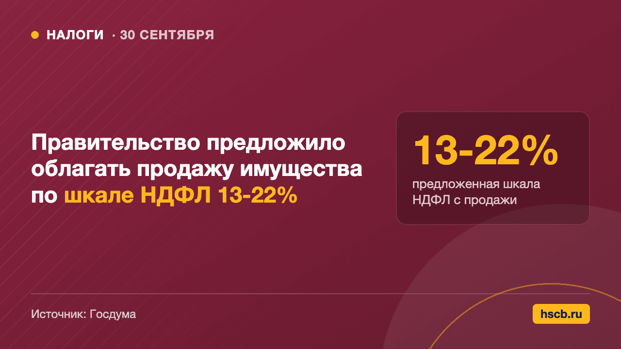законопроект о НДФЛ с продажи имущества, цифра 13-22% предложенная шкала НДФЛ